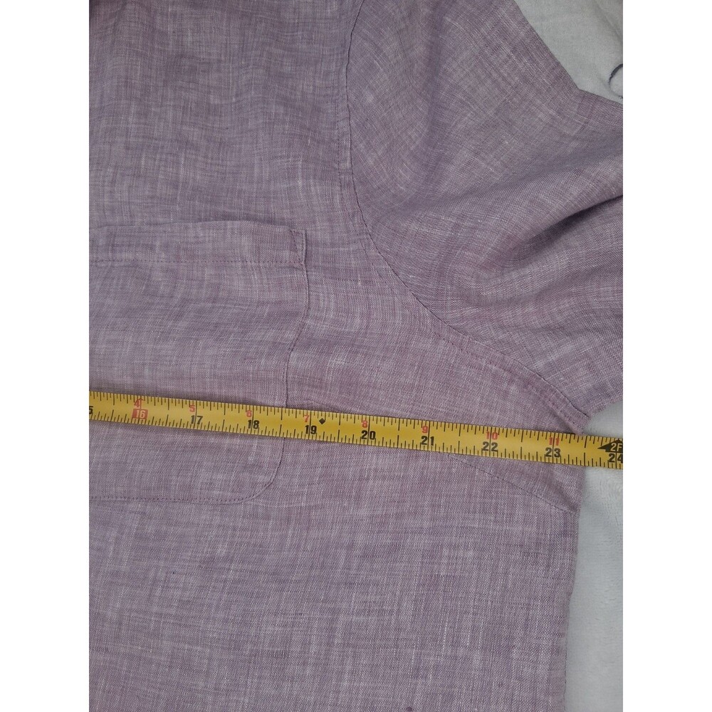 Chico’s Size 3 No-Iron Linen Shirttail High-Low Tunic Top Blouse Purple US 16/18 - Picture 12 of 14